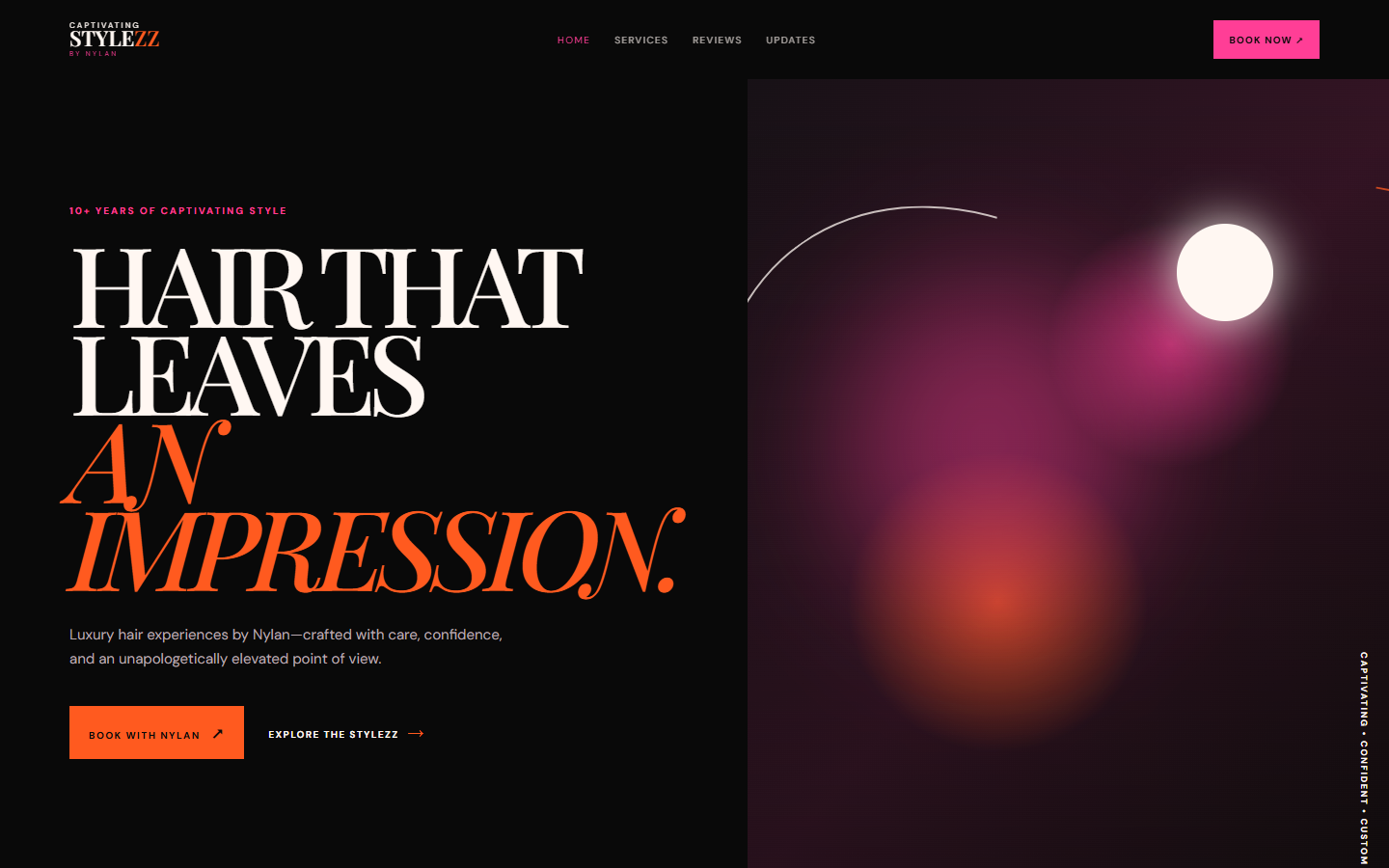 Home page of the Captivating Stylezz website, showing the studio's editorial hero layout