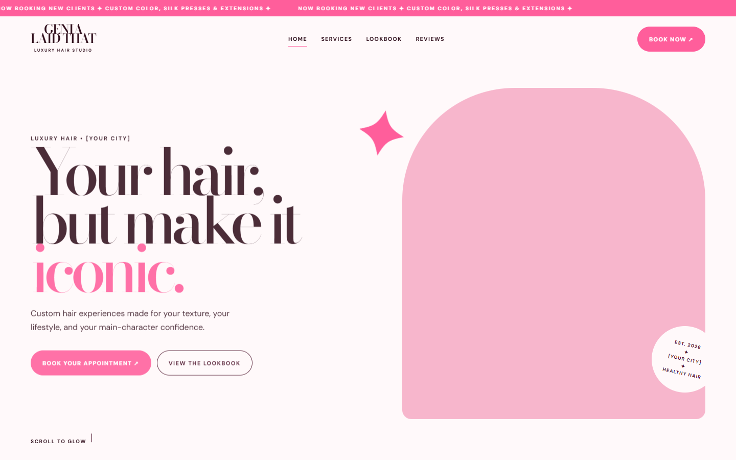 Home page of the Genia Laid That website, showing the brand's bold type treatment